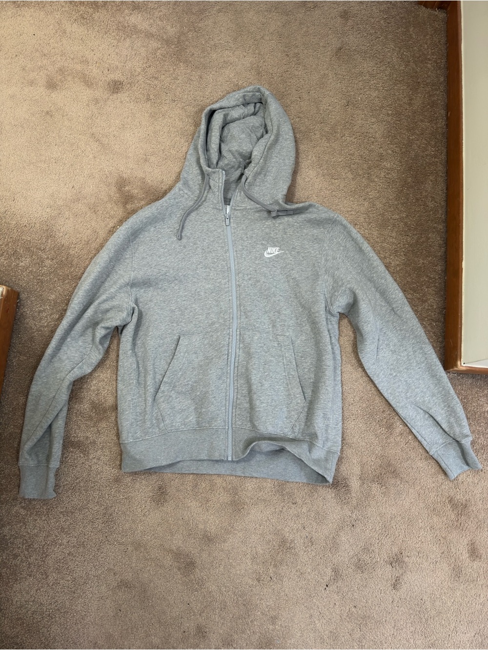 Nike Light Grey Full-Zip Hooded Sweatshirt